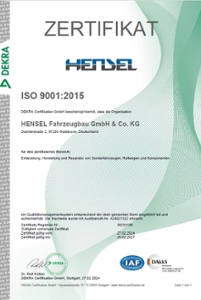 Qualitätssicherung ISO 9001 - HENSEL Fahrzeugbau
