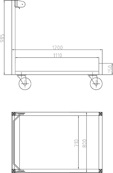 HENSEL Fahrzeugbau roll container dimensioned drawing