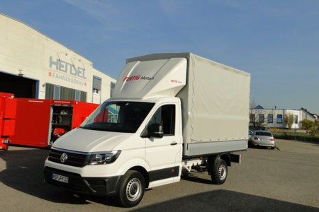 Plane - Spriegelaufbau - Hettinger Autohaus MAR, Ort/Kunde: Autohaus Hettinger GmbH, Fahrzeug: Crafter 35 Pritschenwagen Einzelkabine, Typ: Pritschenaufbau - HENSEL Fahrzeugbau - Auslieferung Kundenfahrzeug