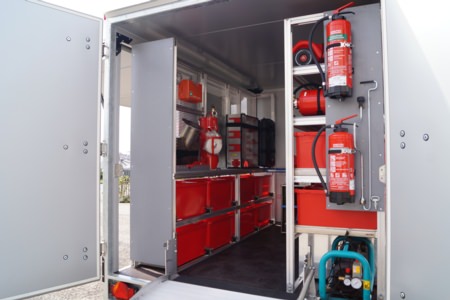 Ausbau Anhänger Brandschutzerziehung - Main-Spessart, Detailansicht