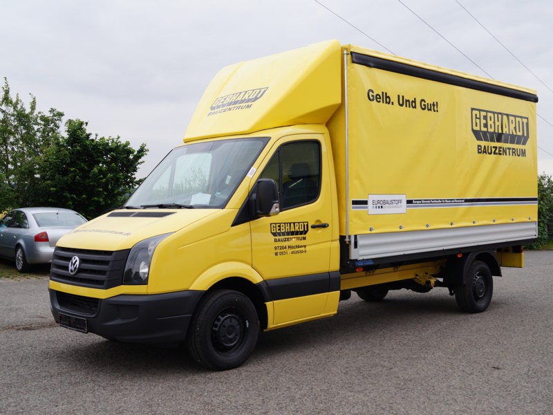 Planengestell mit Dachspoiler - Fa. Gebhardt, Marktheidenfeld, Ort/Kunde: Autohaus Hettinger GmbH, Fahrzeug: VW Crafter 35  Radstand 4325, Typ: Pritschenaufbau - HENSEL Fahrzeugbau - Auslieferung Kundenfahrzeug