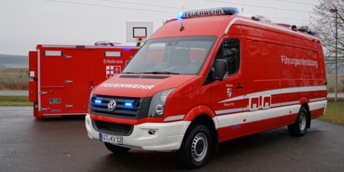 ELW2 - Eifelkreis Bitburg-Prüm, Ort/Kunde: Eifelkreis Bitburg-Prüm, Fahrzeug: VW Crafter 50, Typ: ELW2 - HENSEL Fahrzeugbau - Auslieferung Kundenfahrzeug